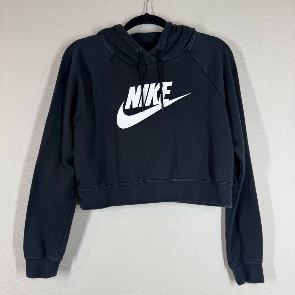 Nike Sportswear Women's Essential Cropped Hoodie Sweatshirt Black Size Medium